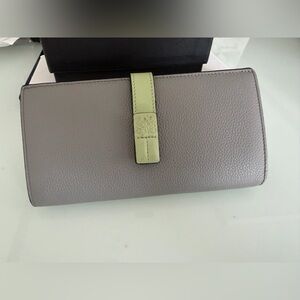 Loewe gray Leather wallet with green accent